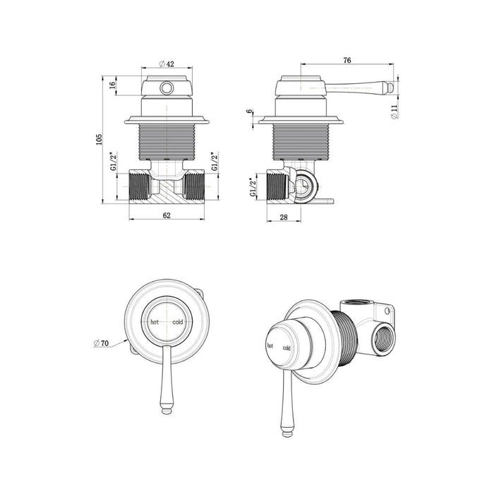 Bellavista Mica Heritage Shower Mixer - Dusk Bronze – TRIM KIT ONLY