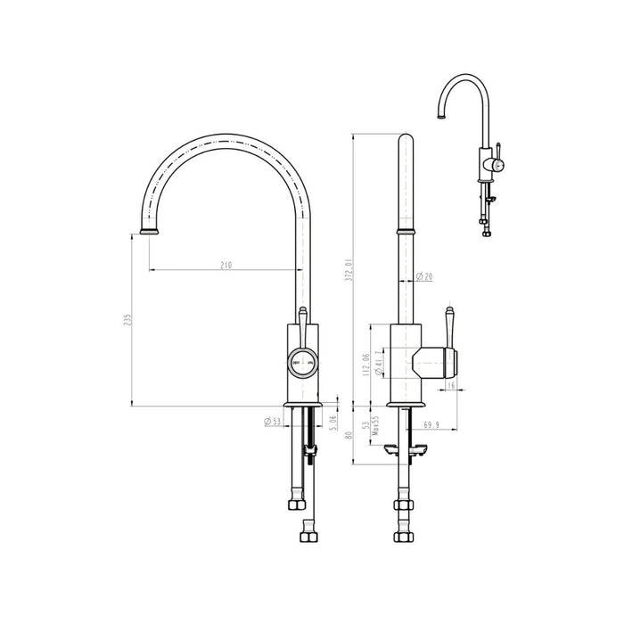 Bellavista Mica Heritage Gooseneck Sink Mixer Brushed Nickel