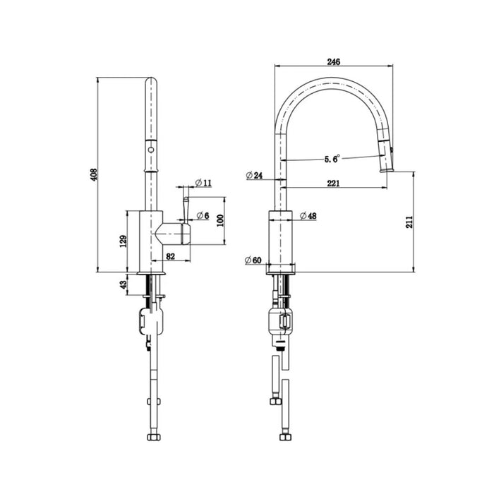 Bellavista Mica Heritage Pull-Out Sink Mixer - Black