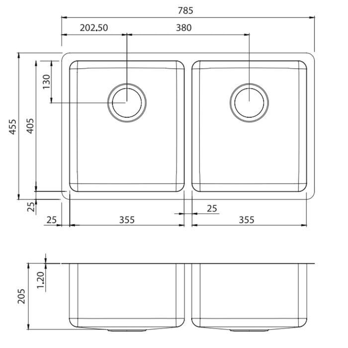 Oliveri Sonetto Double Bowl Universal Sink