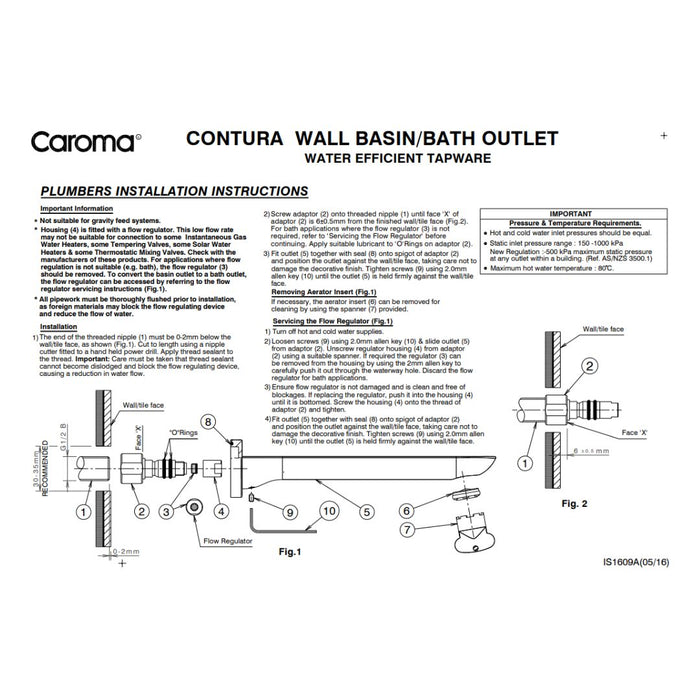 Caroma Contura Basin/Bath Outlet - Black