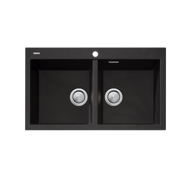 Oliveri Santorini Double Bowl Topmount Sink - Black
