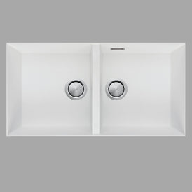 Oliveri Santorini Double Bowl Undermount Sink - White