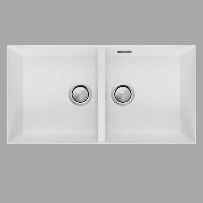 Oliveri Santorini Double Bowl Undermount Sink - White