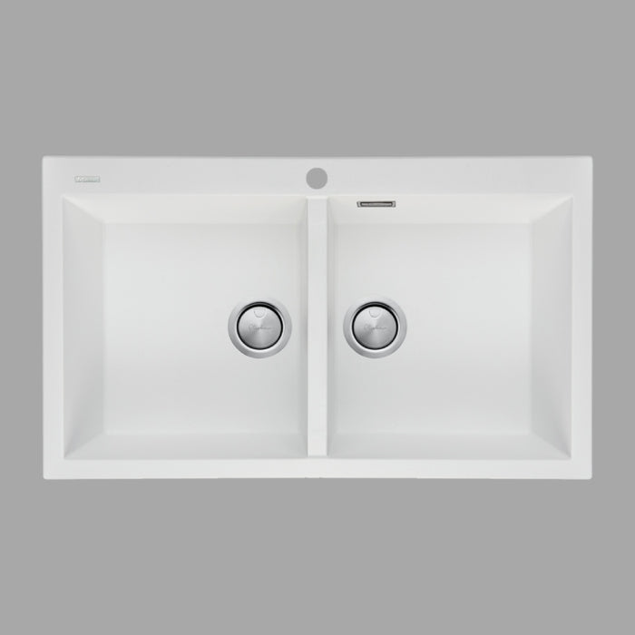 Oliveri Santorini Double Bowl Topmount Sink - White