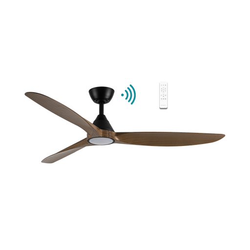 Martec Seaforth DC 56″ Smart Ceiling Fan With WIFI Remote Control + LED light - Matt Black / Teak