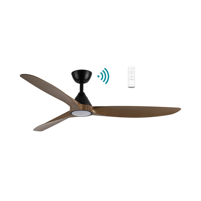 Martec Seaforth DC 56″ Smart Ceiling Fan With WIFI Remote Control + LED light - Matt Black / Teak