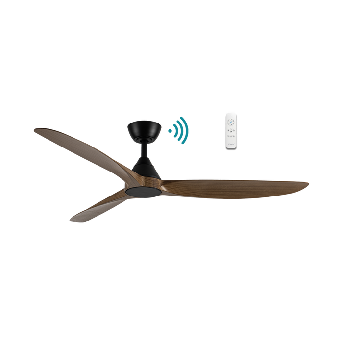 Martec Seaforth DC 56″ Smart Ceiling Fan With WIFI Remote Control - Matt Black / Teak