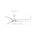 Martec Seaforth DC 52″ Smart Ceiling Fan With WIFI Remote Control + LED light - Matt White - Technical Drawing