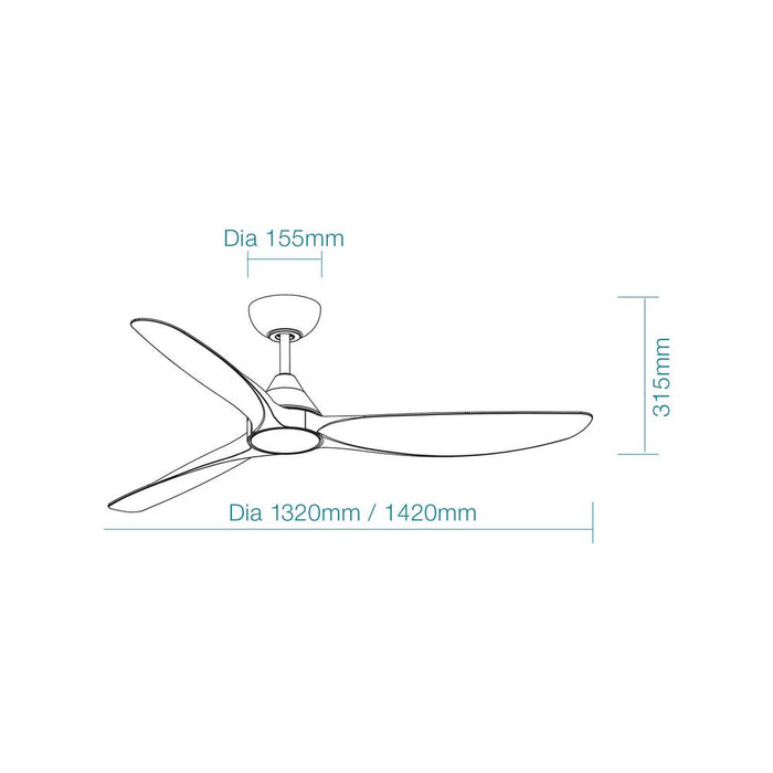 Martec Seaforth DC 56″ Smart Ceiling Fan With WIFI Remote Control - Matt White - Technical Drawing