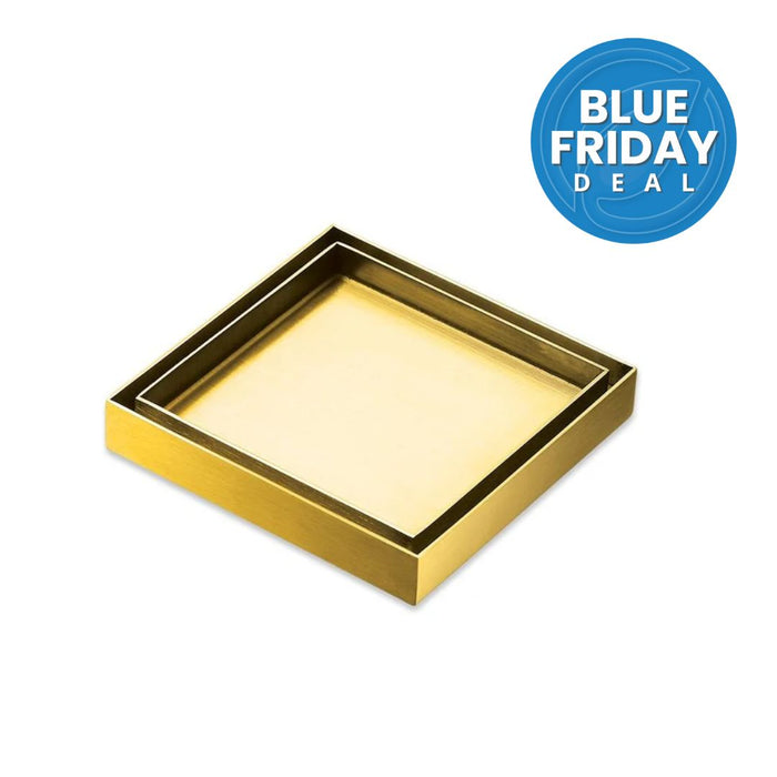 Kano Square Tile Insert Floor Waste - Brushed Gold