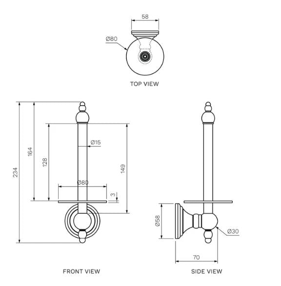 Parisi Hermitage Spare Toilet Roll Holder - Chrome
