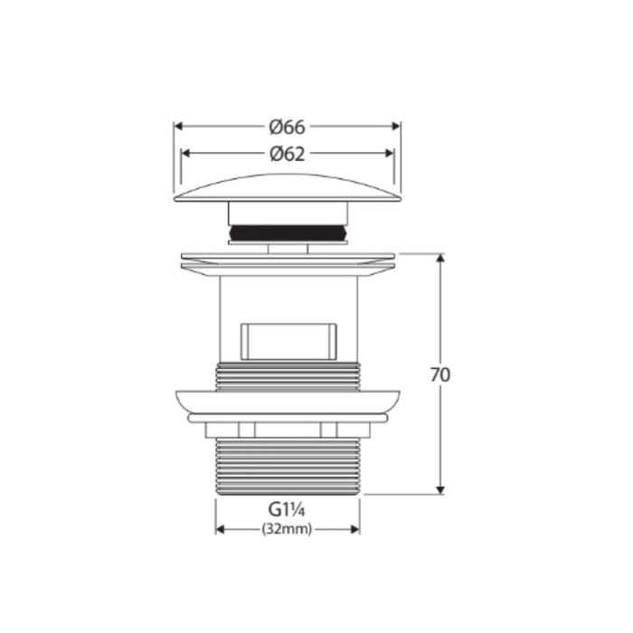 Fienza Pop-Up 32mm Overflow Basin Waste, Chrome