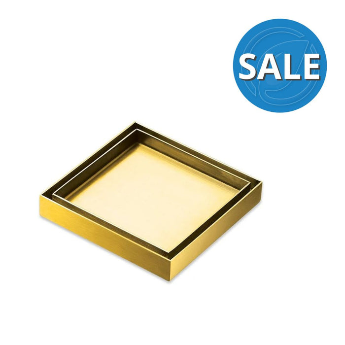 Kano Square Tile Insert Floor Waste - Brushed Gold