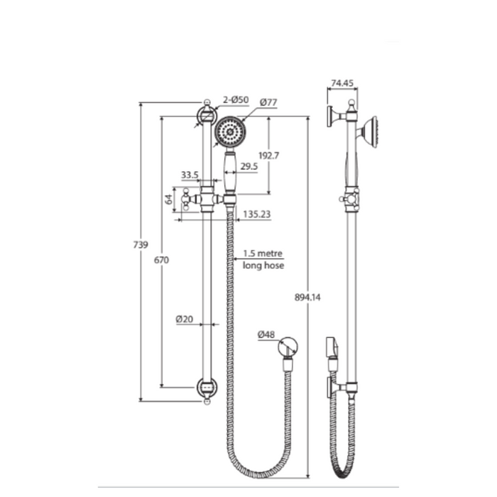 Fienza Lillian Rail Shower - Chrome