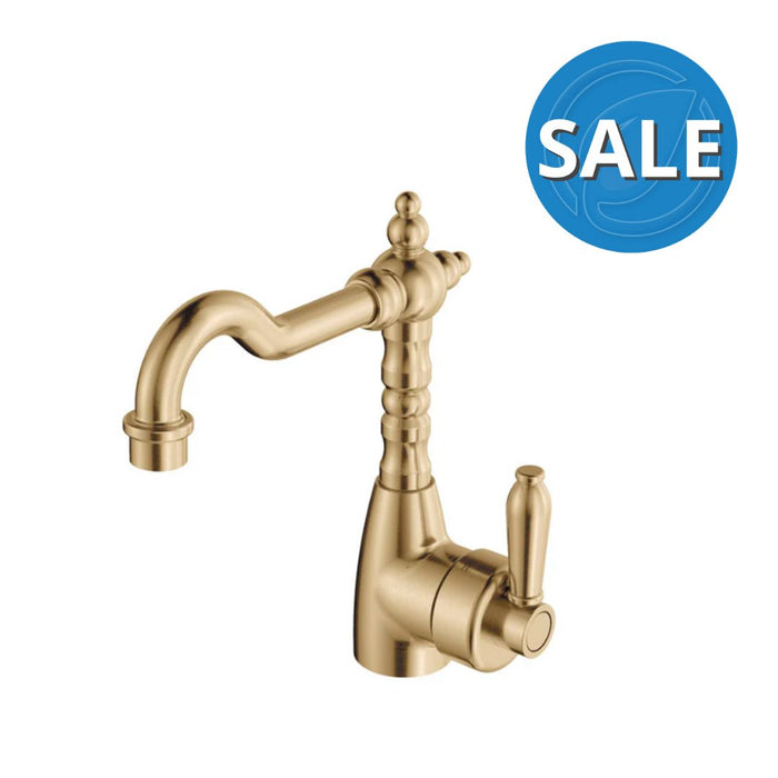 Fienza Eleanor Shepherds Crook Sink Mixer -Urban Brass / Urban Brass