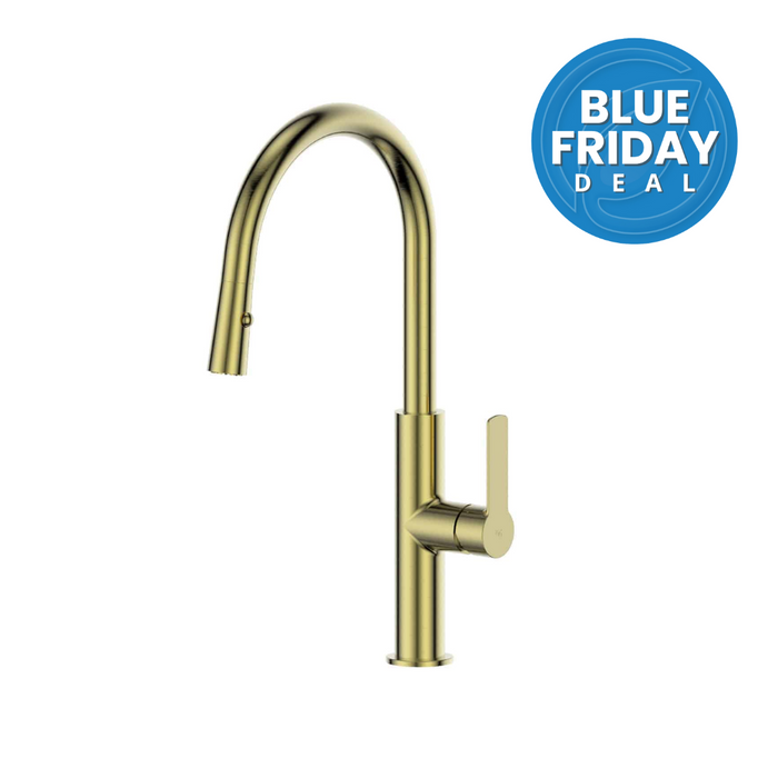 Green Astro II Pull-Down Sink Mixer Brushed Brass