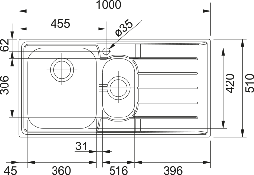 Franke Neptune 1 & 1/4 Bowl Sink