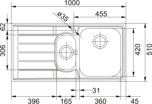 Franke Neptune 1 & 1/4 Bowl Sink