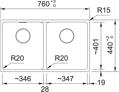 Franke Maris Double Bowl Sink - Onyx