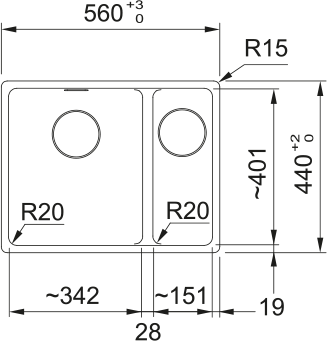Franke Maris Double Bowl Sink - Stone grey