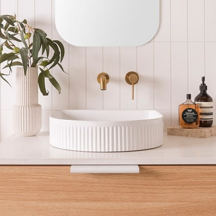 ADP Arch Fluted Ceramic Above Counter Basin - Matte White