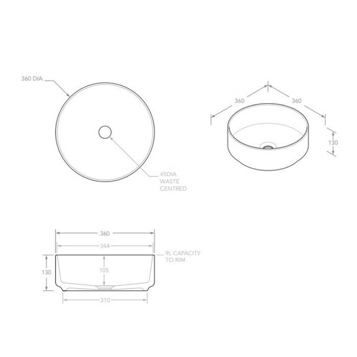 ADP Margot 360mm Above Counter Basin - Matte Forest