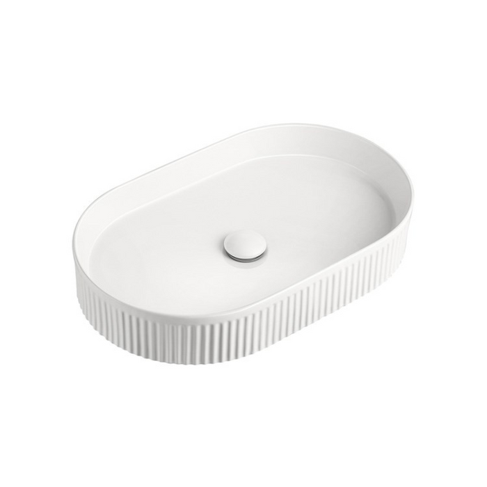 ADP Pill Fluted 580mm Ceramic Above Counter Basin - Matte White