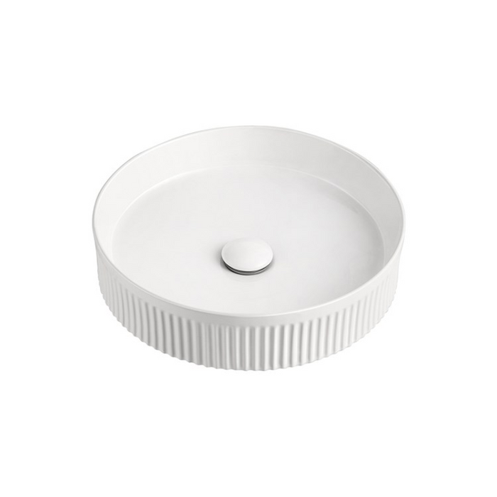 ADP Round Fluted Ceramic Above Counter Basin - Matte White
