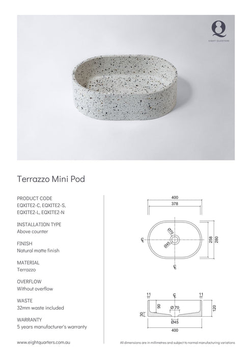 Eight Quarters Terrazzo Mini Pod Luca Specifications