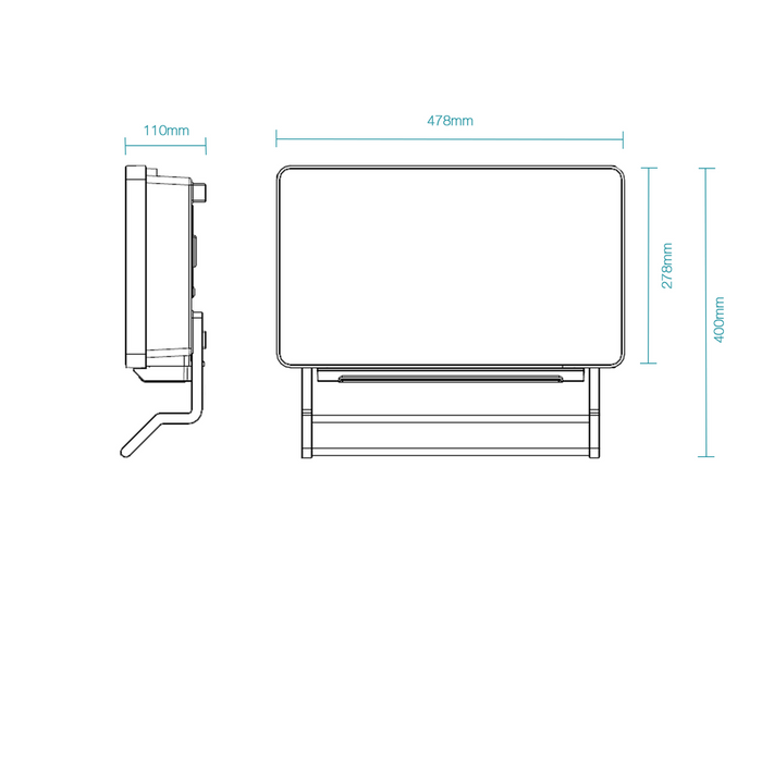 Martec Thermo 2200W PTC Bathroom Wall Heater with Towel Rail - Matt White - Dimensions & Features