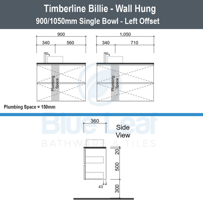 Timberline Billie Wall Hung Vanity-blue-leaf-bathware