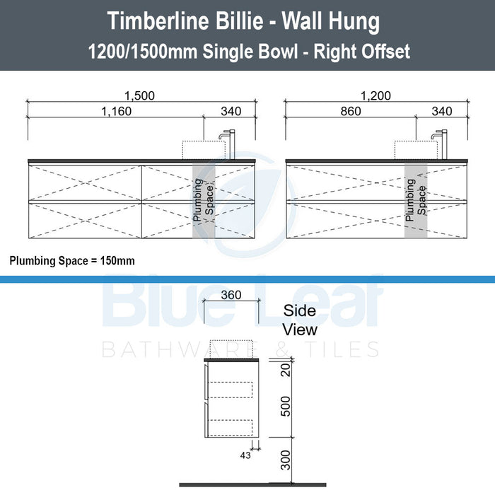 Timberline Billie Wall Hung Vanity-blue-leaf-bathware