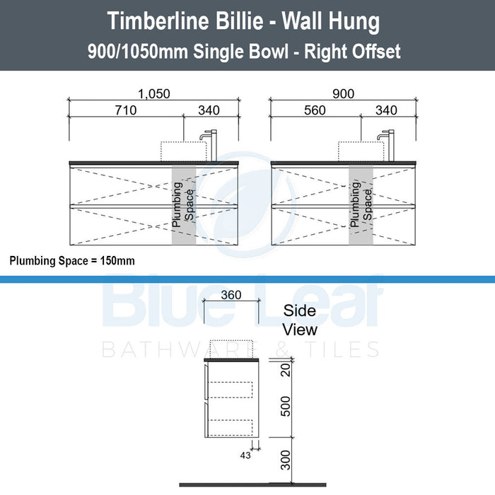 Timberline Billie Wall Hung Vanity-blue-leaf-bathware