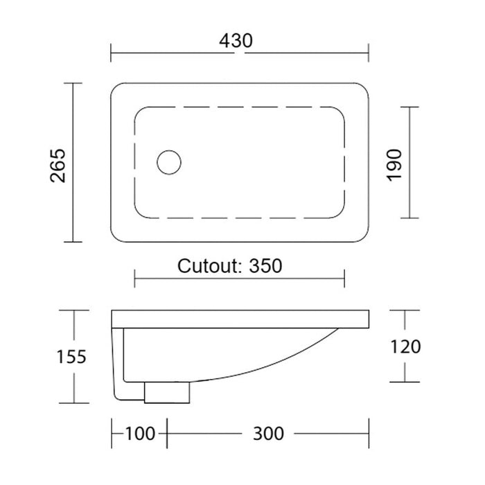 Timberline Mini Rectangle Undermount Basin - White Gloss-MRE-BS-425-WG-S-blue-leaf-bathware