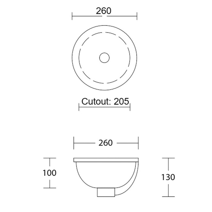 Timberline Mini Round Undermount Basin - White Gloss-MRO-BS-255-WG-S-blue-leaf-bathware