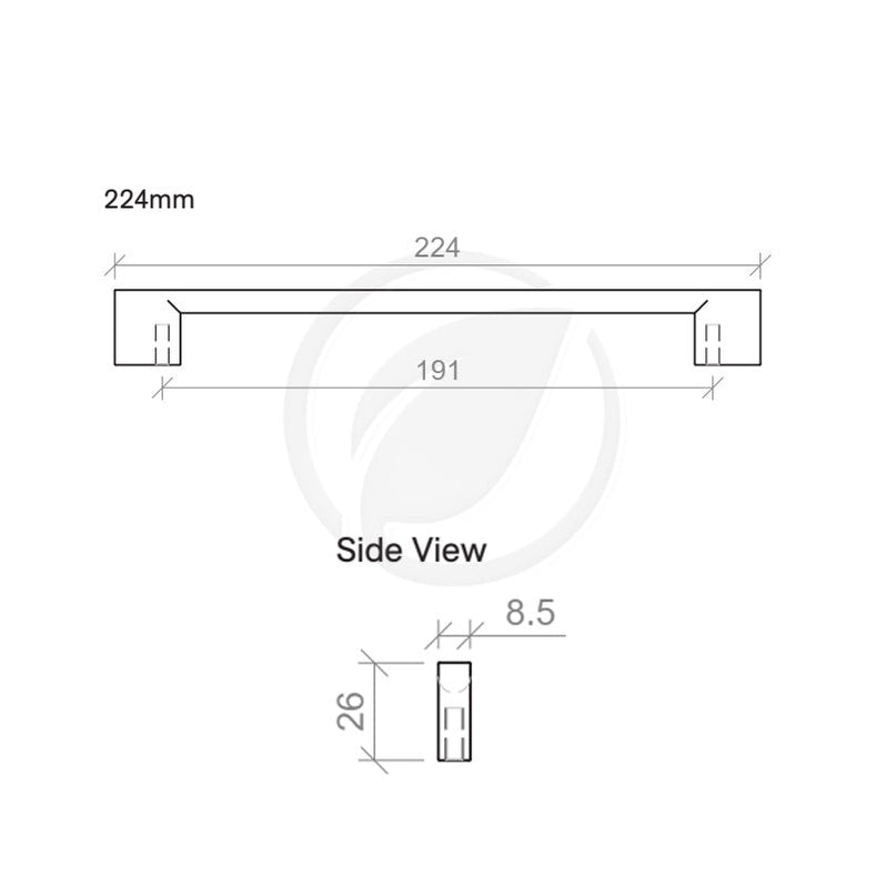 Timberline Square 224mm Handle - Black