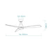 Martec Triumph DC 52″ Smart Ceiling Fan With WIFI Remote Control + LED light - Matt White - Technical Drawing
