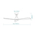 Martec Triumph DC 52″ Smart Ceiling Fan With WIFI Remote Control - Matt Black - Technical Drawing