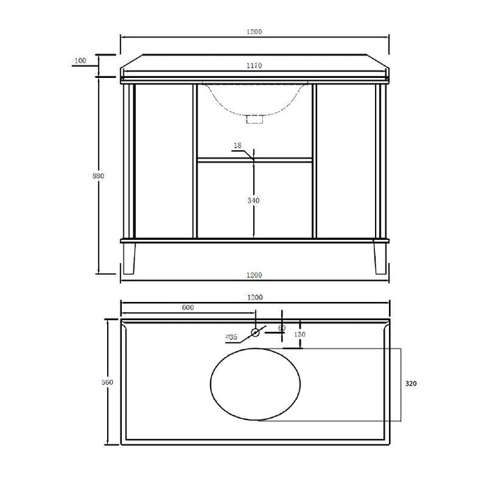 Turner Hastings Coventry 1200mm White Vanity With Marble Top & Under Counter Basin-blue-leaf-bathware