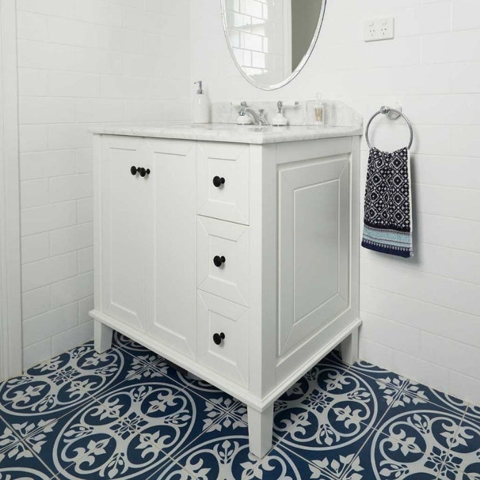 Turner Hastings Coventry 900mm White Vanity With Marble Top & Under Counter Basin-blue-leaf-bathware