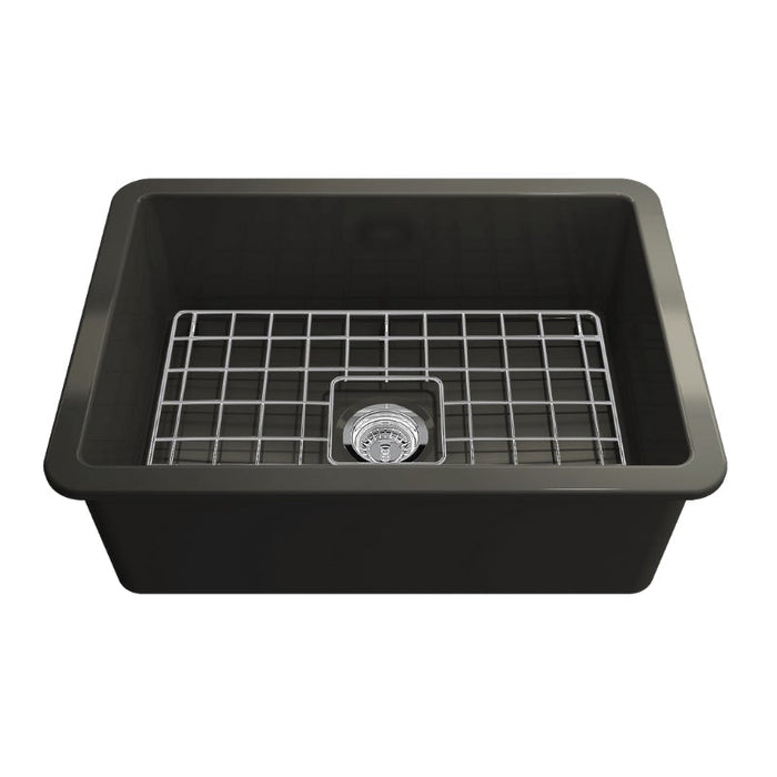 Turner Hastings Cuisine 680mm Inset / Undermount Fireclay Sink - Matte Black-CU68FS-MB-blue-leaf-bathware