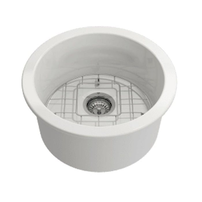 Turner Hastings Cuisine Round 47 Inset / Undermount Fireclay Sink-CUR47FS-blue-leaf-bathware