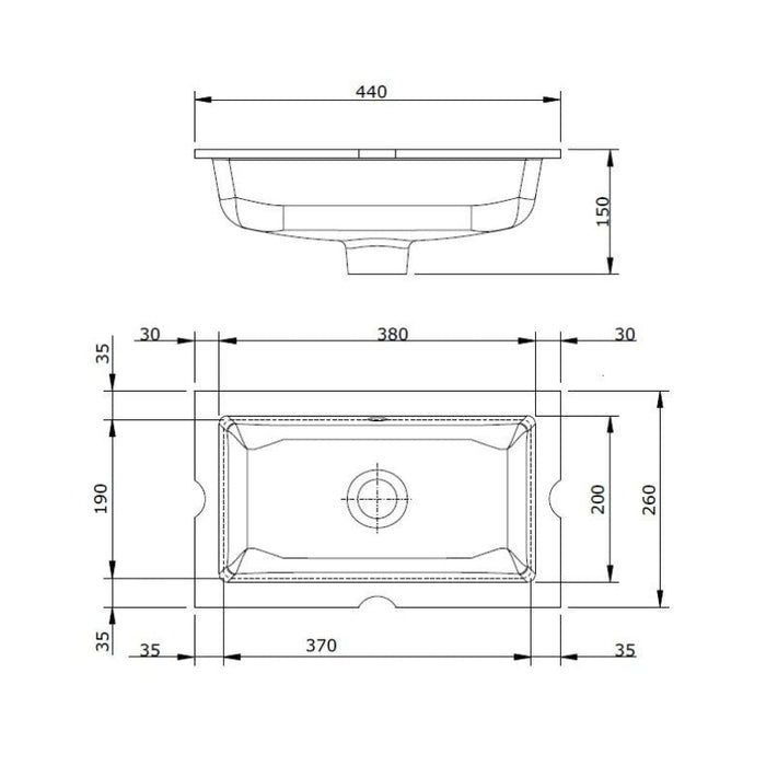 Turner Hastings Mini Agres 44 x 26 Under Counter Ceramic Wash Basin-118940-blue-leaf-bathware