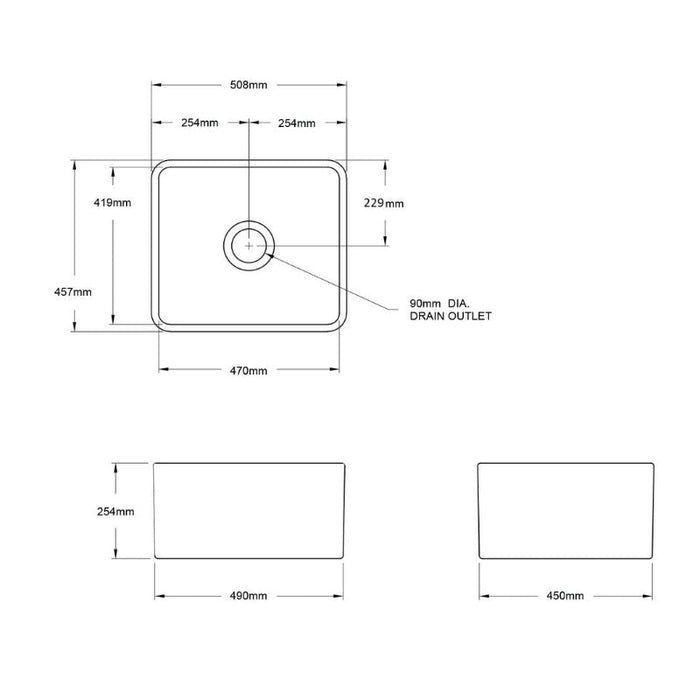 Turner Hastings Novi 500mm Fireclay Butler Sink - Gloss White-NO50FS-blue-leaf-bathware