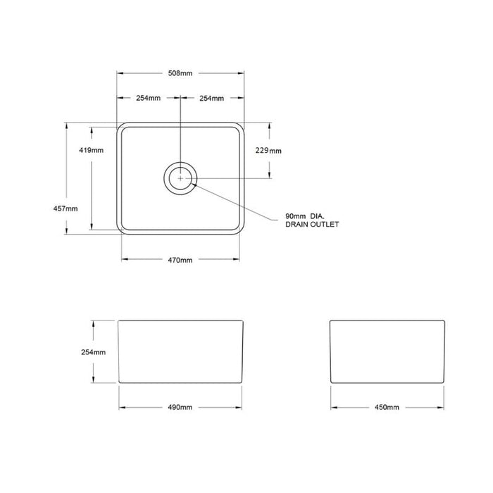 Turner Hastings Novi 500mm Fireclay Butler Sink - Matte White-NO503FS-MW-blue-leaf-bathware