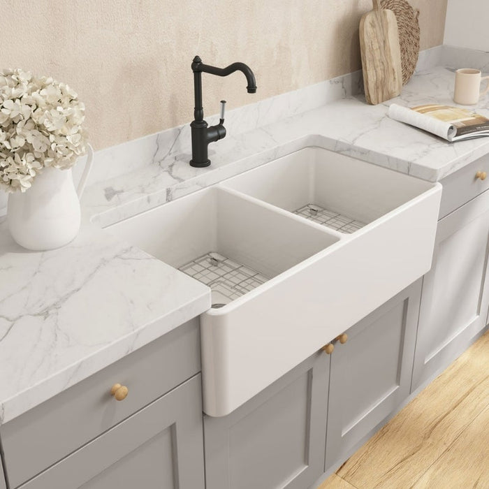 Turner Hastings Novi 850mm Fireclay Butler Sink - Matte White-NO853FS-MW-blue-leaf-bathware