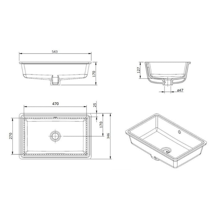 Turner Hastings Standard Agres 530mm Under Counter Ceramic Wash Basin-118370-blue-leaf-bathware