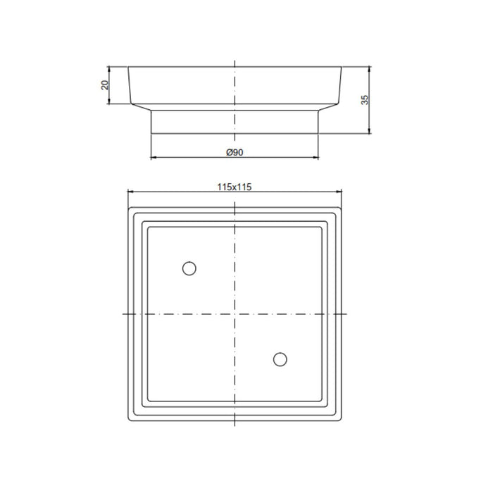 Tile Insert Waste with 90mm outlet Brushed Copper