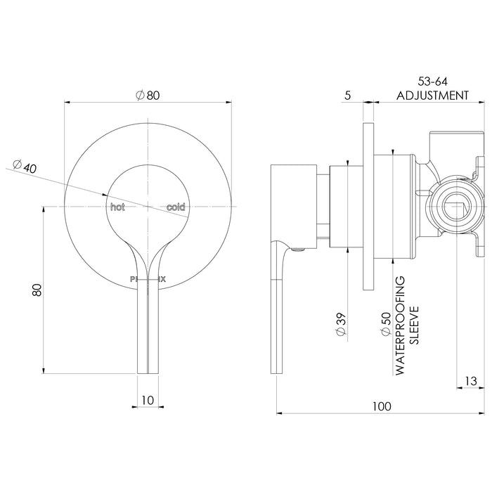 Phoenix Vivid Slimline Oval SwitchMix Shower / Wall Mixer (Complete Kit) – Lead Free - Chrome
